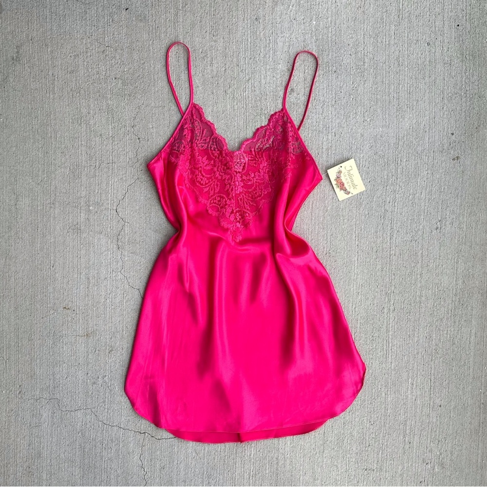 vintage hot pink satin slip